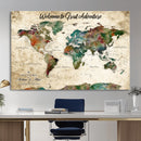 Grunge Personalized World Map Wall Art Canvas Print – Custom