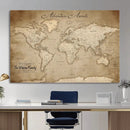 Personalized World Map Wall Art – Customizable Push Pin Map by MyGreatCanvas | Canvas Wall Art Prints | Photo Prints & Wall Decor