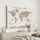 Personalized World Map Wall Art Canvas Print – Customizable