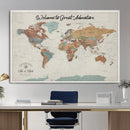 Custom Framed World Map Canvas Print – Personalized Push Pin