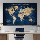 Framed Custom World Map Canvas Print - Deep Blue World Map by MyGreatCanvas | Canvas Wall Art Prints | Photo Prints & Wall Decor