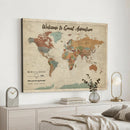Personalized Push Pin World Map Canvas – Custom Framed