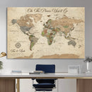 Custom Push Pin World Map Print – Personalized Canvas Wall