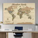 Custom Push Pin World Map Print – Personalized Canvas Wall