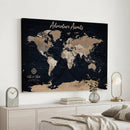 Personalized Blue World Map Canvas – Custom Framed Push Pin