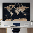 Personalized Blue World Map Canvas – Custom Framed Push Pin