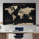 Framed Custom World Map Canvas Print – Custom Push Pin