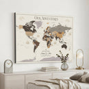 Personalized Travel Tracker Map with Pins Framed Large for