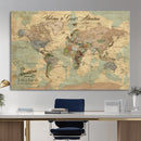 Personalized World Map Canvas – Custom Framed Push Pin