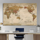 Personalized World Map Canvas Print – Framed Push Pin Travel