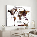 Personalized Vintage World Map Canvas – Custom Framed Push