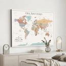 Custom Push Pin World Map Wall Art Canvas Print –