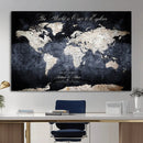 Custom Push Pin World Map Wall Canvas Print – Personalized