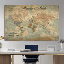 Customize Push Pin World Map Wall Canvas Print –