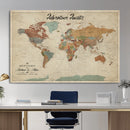 Push Pin Customize World Map Wall Canvas Print –