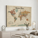 Push Pin Customize World Map Wall Canvas Print –