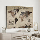 Custom Push Pin World Map Wall Canvas Print – Personalized