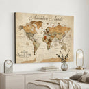 Custom Push Pin World Map Wall Canvas Print