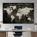 Personalized Push Pin World Map Canvas – Custom Framed