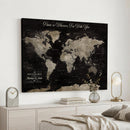 Personalized Push Pin World Map Canvas – Custom Framed