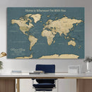 Personalized Push Pin World Map Canvas – Custom Framed