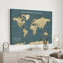 Personalized Push Pin World Map Canvas – Custom Framed