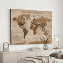 Personalized Push Pin World Map Canvas Print – Custom Framed