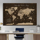 Personalized Push Pin World Map Canvas – Custom Framed