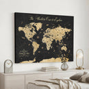 Custom Push Pin World Map Wall Art Canvas Print – Personalized Travel Tracker with Pins Framed Large for Home and Office Decor