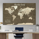 Personalized Framed World Map Wall Art Canvas – Custom Push