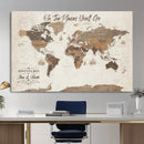 Personalized World Map Wall Art Canvas Print – Custom Push