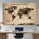 Personalized Framed World Map Wall Art Canvas Print – Custom