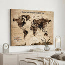 Personalized Framed World Map Wall Art Canvas Print – Custom