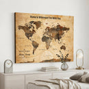 Vintage World Map Canvas Wall Art Print, Personalized