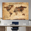 Custom Vintage World Map Canvas Wall Art – Custom Framed