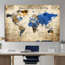 Personalized World Map Canvas Wall Art – Custom Framed Push