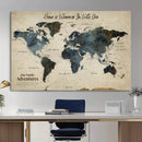 Personalize World Map Canvas Wall Art – Custom Framed Push