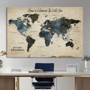 Personalize World Map Canvas Wall Art – Custom Framed Push
