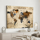 Personalized World Map Canvas Wall Art – Custom Framed Push