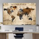 Personalized World Map Canvas Wall Art – Custom Framed Push