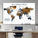 Personalize World Map Canvas Wall Art – Framed Custom Push