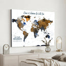 Personalize World Map Canvas Wall Art – Framed Custom Push