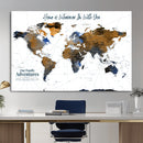 Personalize World Map Canvas Wall Art – Framed Custom Push
