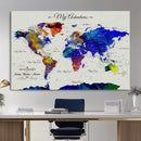 Detailed Custom World Map Print – Framed Custom Push Pin