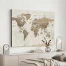 Detailed World Map Wall Art Canvas Print