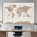 Framed Large World Map Canvas Print for Office Decor by MyGreatCanvas | Canvas Wall Art Prints | Photo Prints & Wall Decor