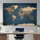 Navy Blue World Map Canvas Print – Framed Travel Map Wall by MyGreatCanvas | Canvas Wall Art Prints | Photo Prints & Wall Decor