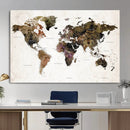 Watercolor World Map Print - Large Wall Art Canvas Print for