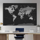 Black World Map Wall Art Canvas Print – Detailed Map of the by MyGreatCanvas | Canvas Wall Art Prints | Photo Prints & Wall Decor