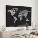 Black World Map Wall Art Canvas Print – Detailed Map of the